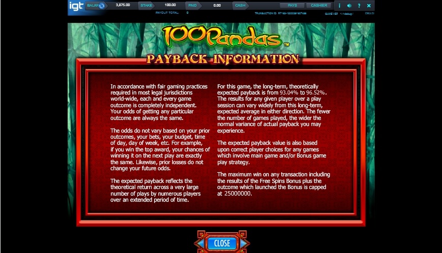 100 pandas slot machine detail image 3