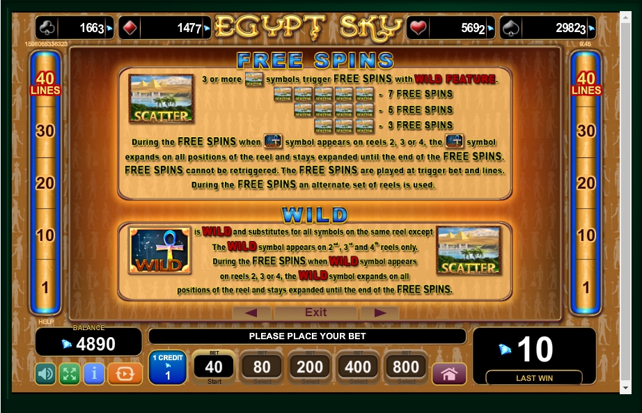 egypt sky slot machine detail image 0
