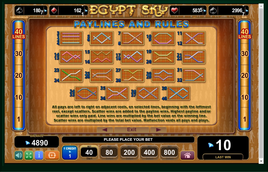egypt sky slot machine detail image 3