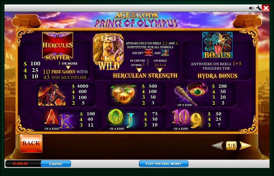 age of the gods: prince of olympus slot machine detail image 1
