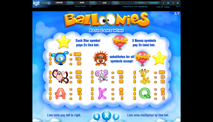 balloonies slot machine detail image 3