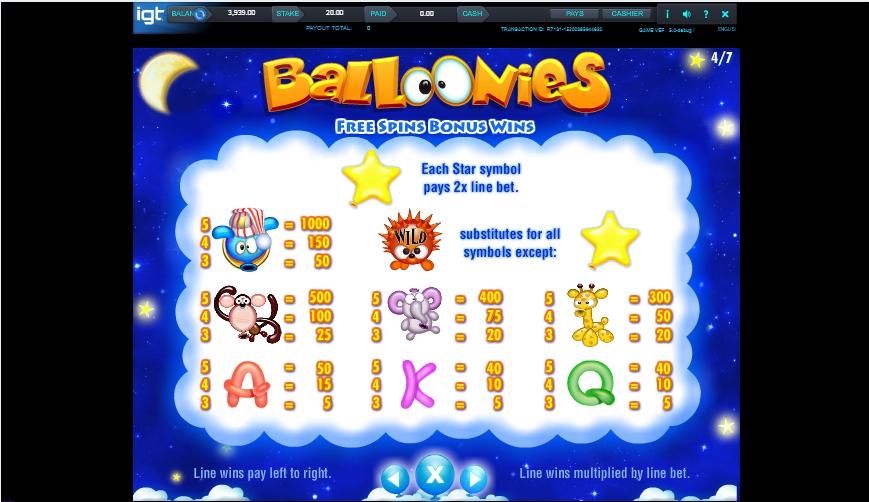 balloonies slot machine detail image 4
