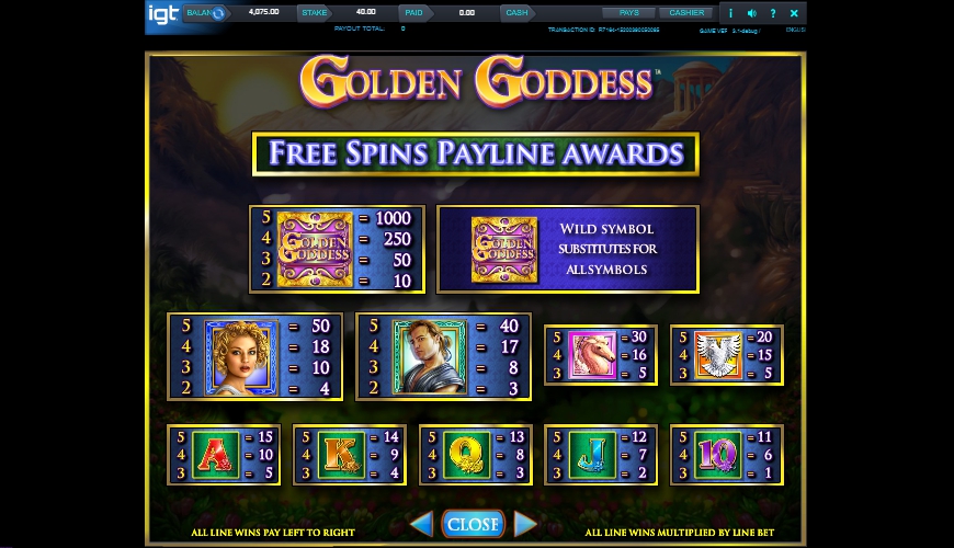golden goddess slot machine detail image 4