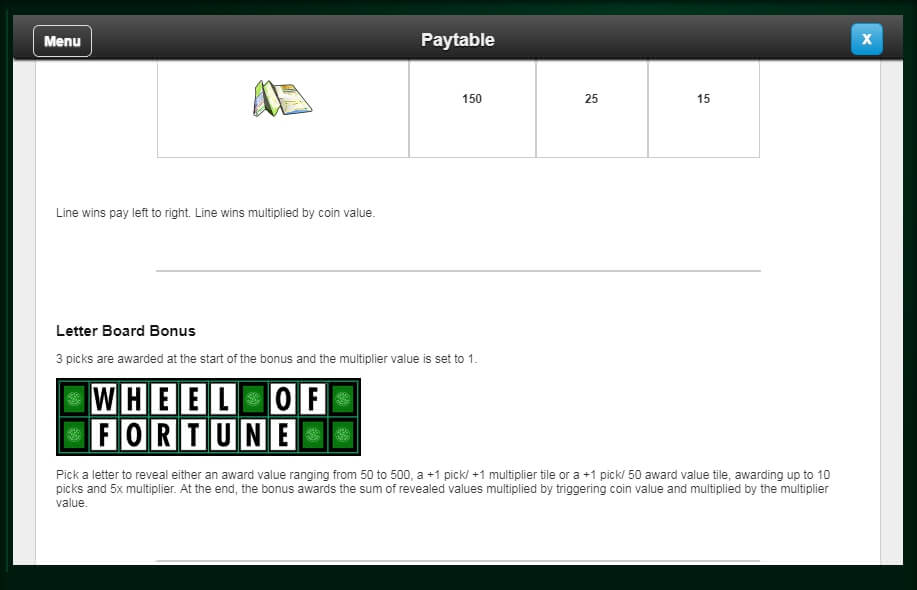 wheel of fortune on tour slot machine detail image 8