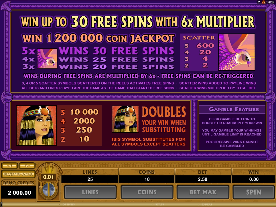 mega moolah isis slot machine detail image 2