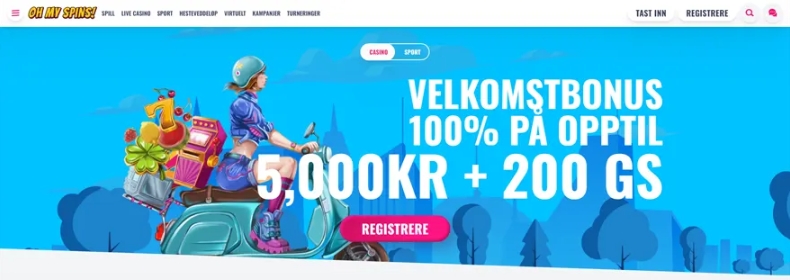 OhMySpins Casino Velkomstbonus 5000 kr 200 gratisspins