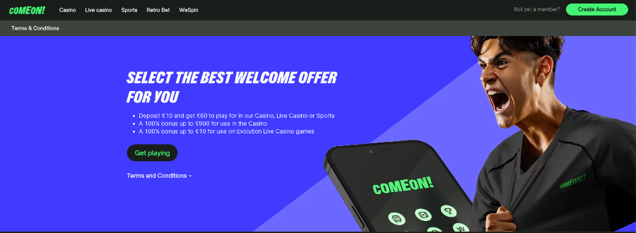 Velkomstbonus Comeon Casino Velkomstbonus