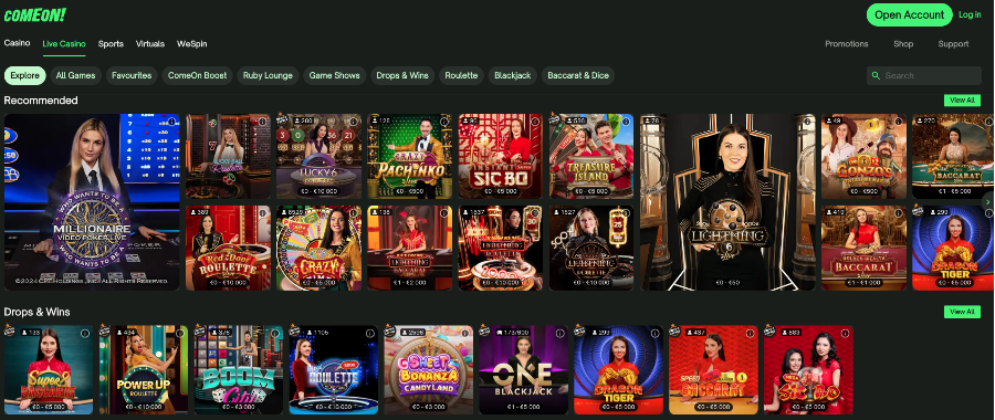 Live Casino Comeon Live Casino