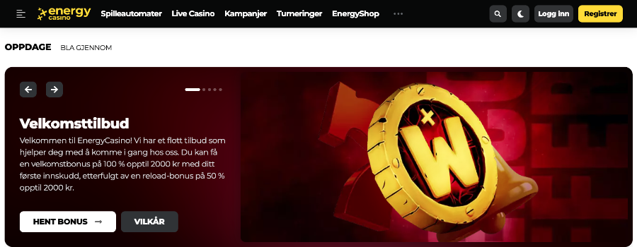 Velkomstbonus Energy Casino Velkomstbonus
