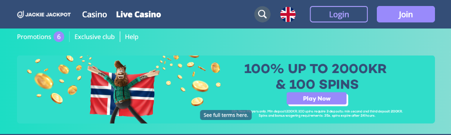 Velkomstbonus Jackie Jackpot Casino Velkomstbonus