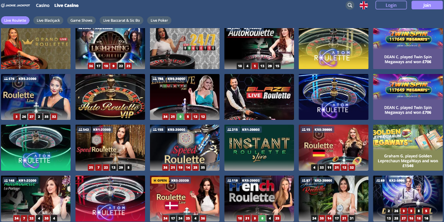 Live Casino Jackie Jackpot Live Casino
