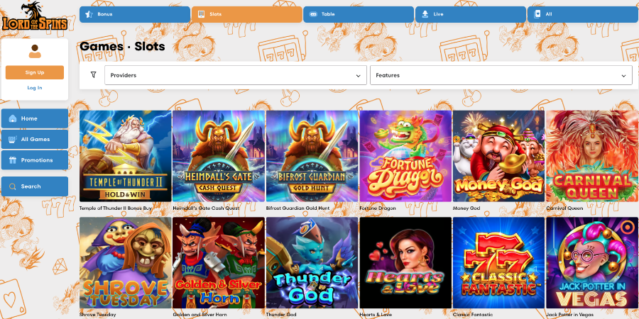 Lord of the Spins Casino Spill