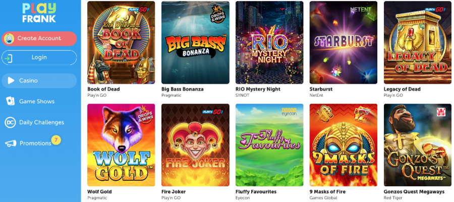 Spill Playfrank Casino Spill