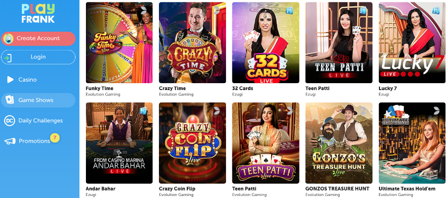 Live Casino Playfrank Live Casino