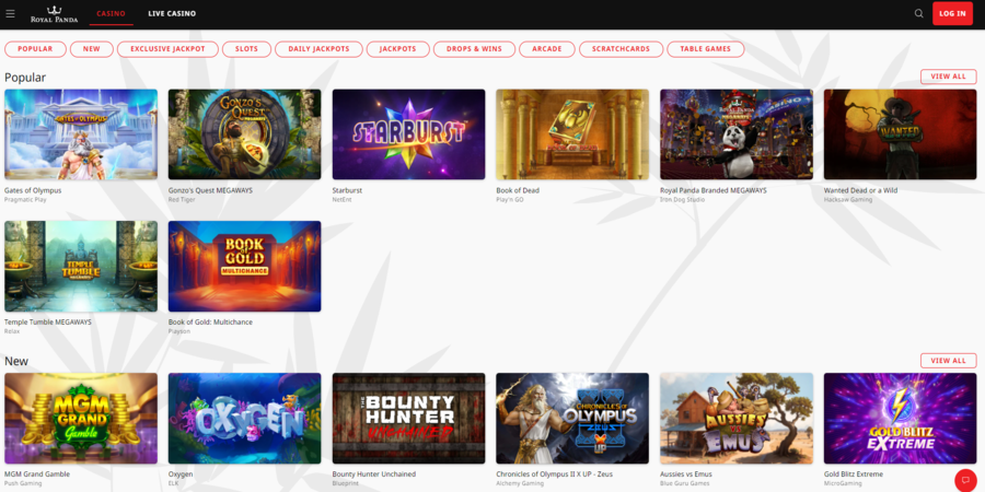 Spill Royal Panda Casino Spill