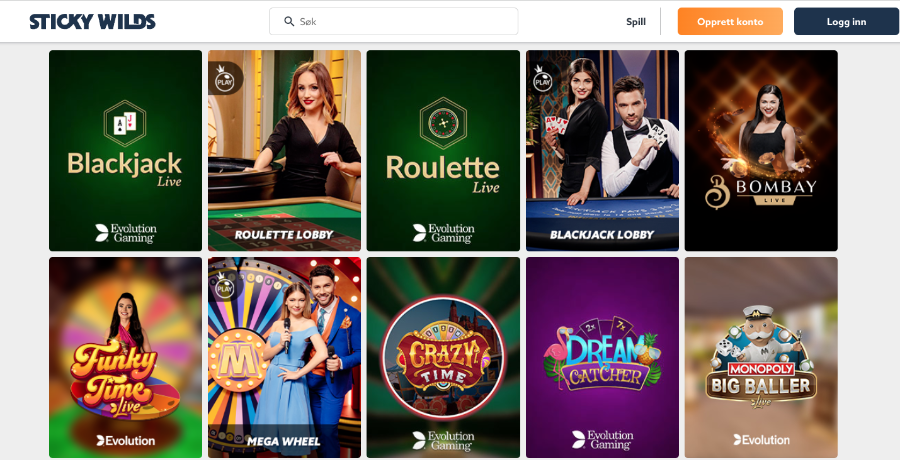 Stickywilds Live Casino